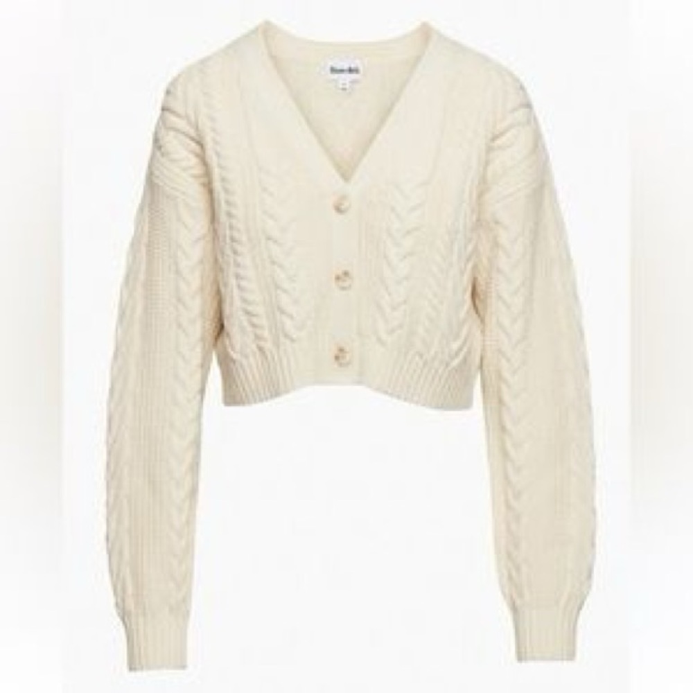 Sunday Best Cooper Cream Cable Knit Cropped Cardigan